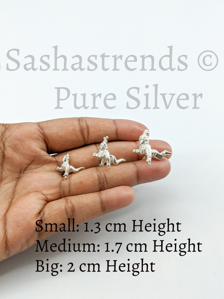 Mini Balakrishna with butter- Silver gift items- Silver Pooja Items for Home, Return Gift for Navarathri, Wedding and Housewarming