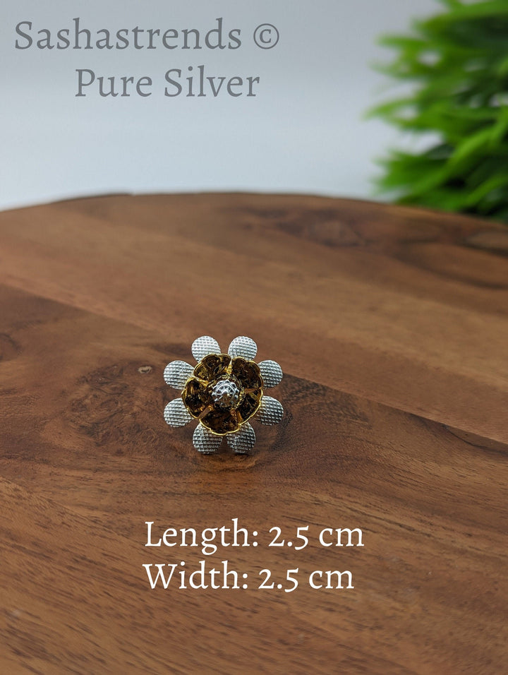 925 Silver pooja flower- gold and silver mullai flower -Silver Pooja Items for Home, Return Gift for Navarathri, Wedding, & Housewarming