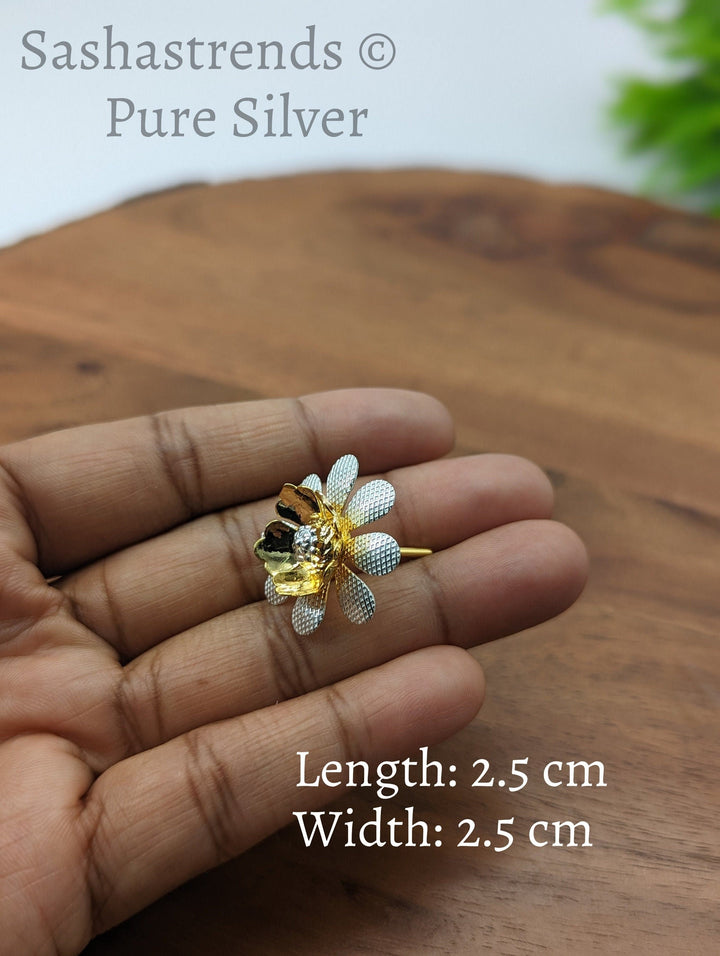 925 Silver pooja flower- gold and silver mullai flower -Silver Pooja Items for Home, Return Gift for Navarathri, Wedding, & Housewarming