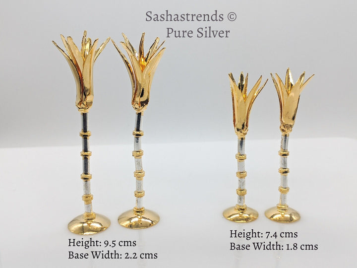 Pure silver w/t gold finish sugarcane decor-silver gift items- silver pooja items for home, return gift for navarathri,wedding,&housewarming