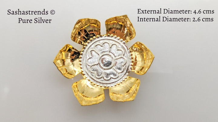 Flower shaped peeta- silver gift items- silver pooja items for home, return gift for navarathri, wedding and housewarming