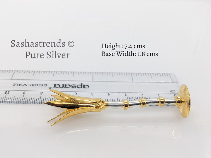 Pure silver w/t gold finish sugarcane decor-silver gift items- silver pooja items for home, return gift for navarathri,wedding,&housewarming