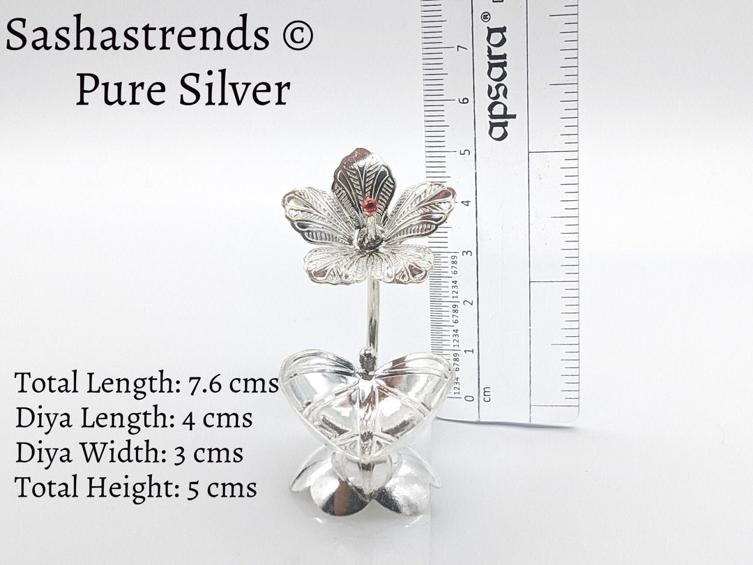 Silver lamp -Betel leaf diya/lamp- pure silver gift items- silver pooja items for home, return gift for navarathri, wedding & housewarming