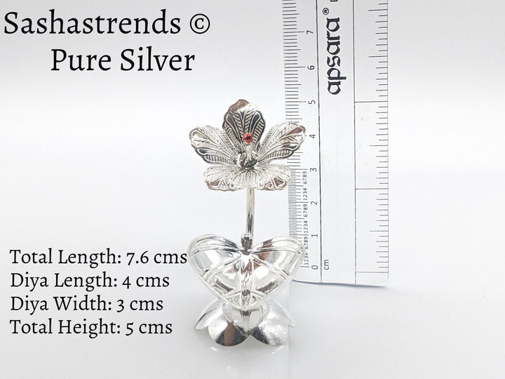 Silver lamp -Betel leaf diya/lamp- pure silver gift items- silver pooja items for home, return gift for navarathri, wedding & housewarming