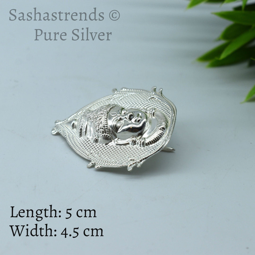 Silver Amman face- Amman face with hook - pure silver gift items-  pooja items for home, return gift for navarathri, wedding & housewarming
