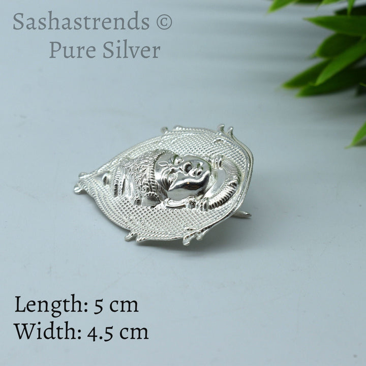 Silver Amman face- Amman face with hook - pure silver gift items-  pooja items for home, return gift for navarathri, wedding & housewarming