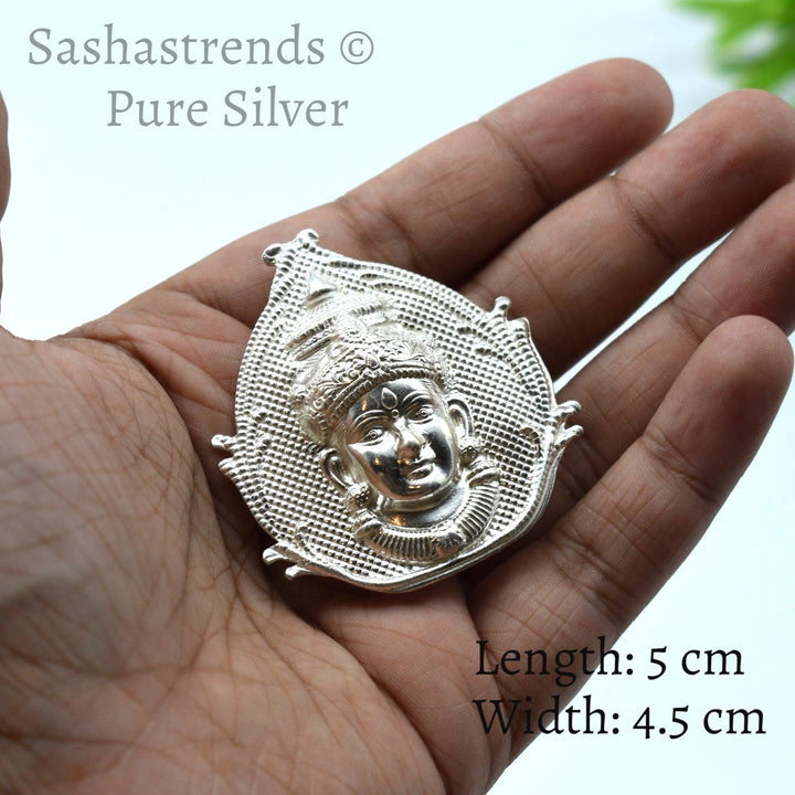 Silver Amman face- Amman face with hook - pure silver gift items-  pooja items for home, return gift for navarathri, wedding & housewarming