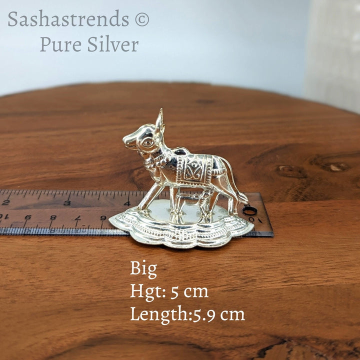 925 Silver gomatha/ cow & calf - silver gift items- silver pooja items for home, return gift for navarathri, wedding, housewarming